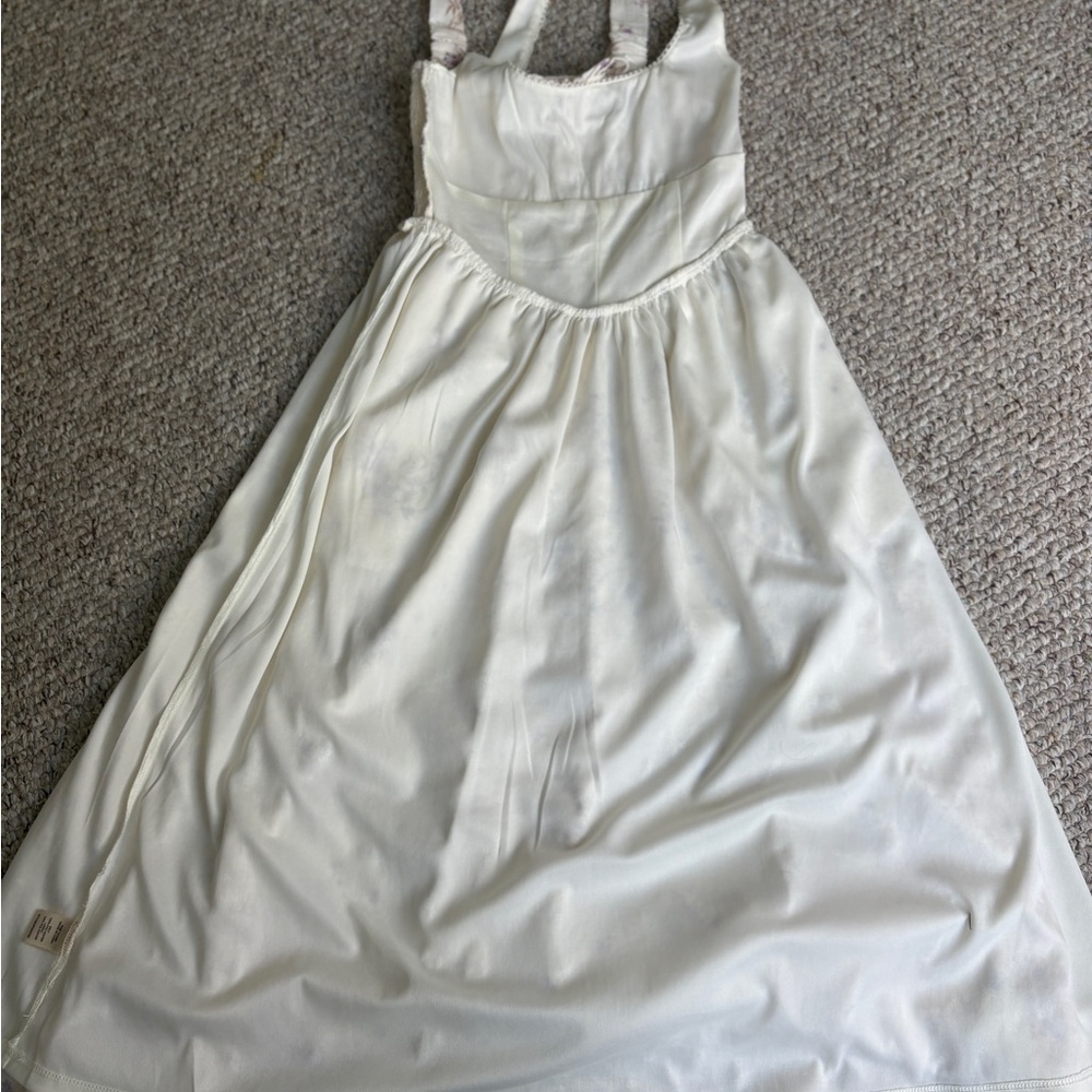 Elegant Cream Floral Maxi Dress corset waist size S - Picture 11 of 13